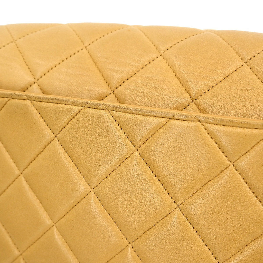 Chanel Vintage Cc Square Flap Shoulder Bag Quilted Lambskin Beige Leather Shoulder Bag Bag