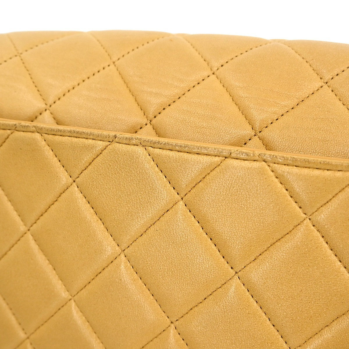 Chanel Vintage Cc Square Flap Shoulder Bag Quilted Lambskin Beige Leather Shoulder Bag Bag