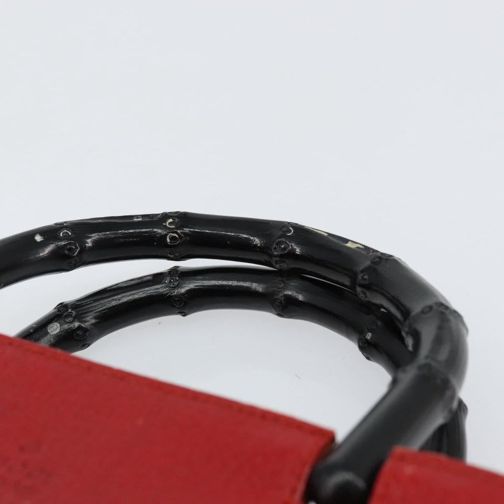 Gucci Vintage Bamboo Handle Bag Leather Red Leather Handbag (Pre-Owned)