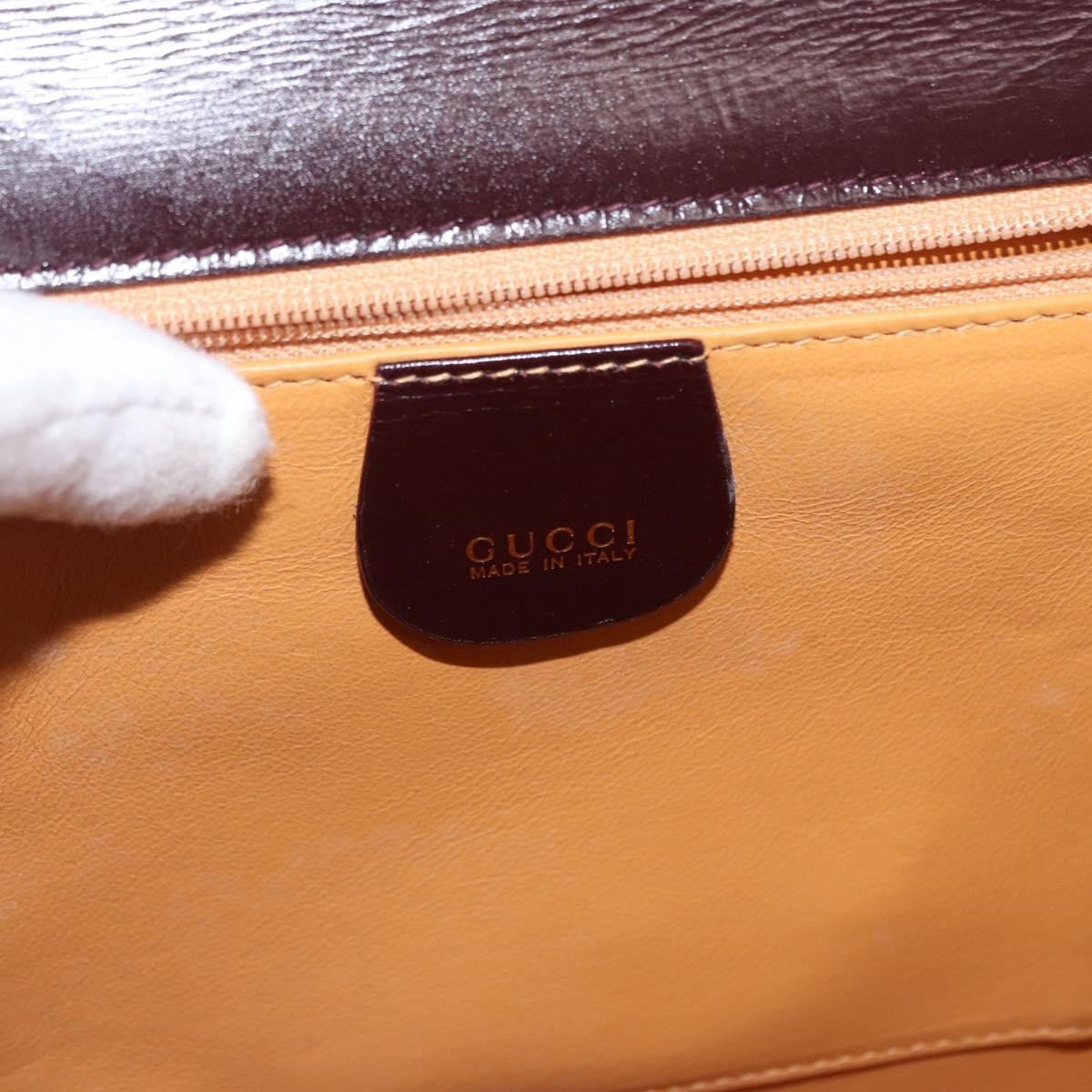 Gucci Vintage Lady Lock Top Handle Bag Leather Burgundy Leather Handbag (Pre-Owned)