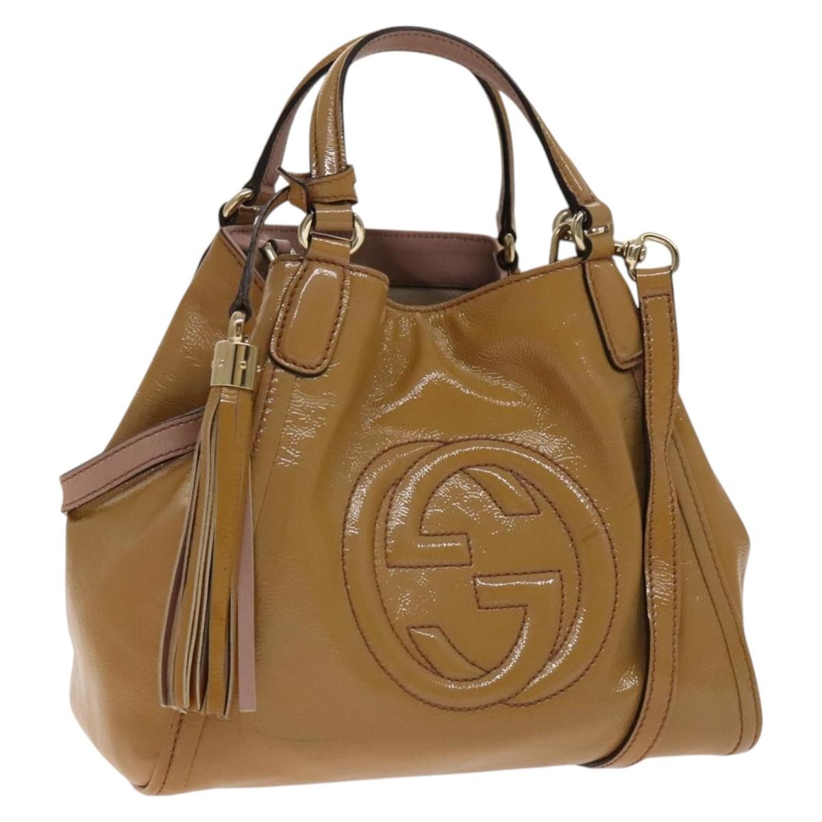 Gucci Soho Convertible Shoulder Bag Patent Beige Patent_Leather Shoulder Bag Bag (Pre-Owned)