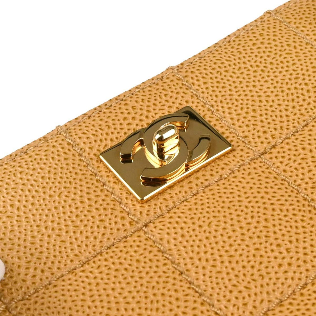Chanel Vintage Chocolate Bar Open Tote Quilted Caviar Beige Leather Tote Bag Bag