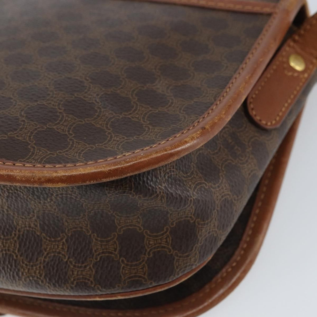 Celine Vintage Macadam Shoulder Bag Canvas And Leather Brown Canvas Shoulder Bag Bag