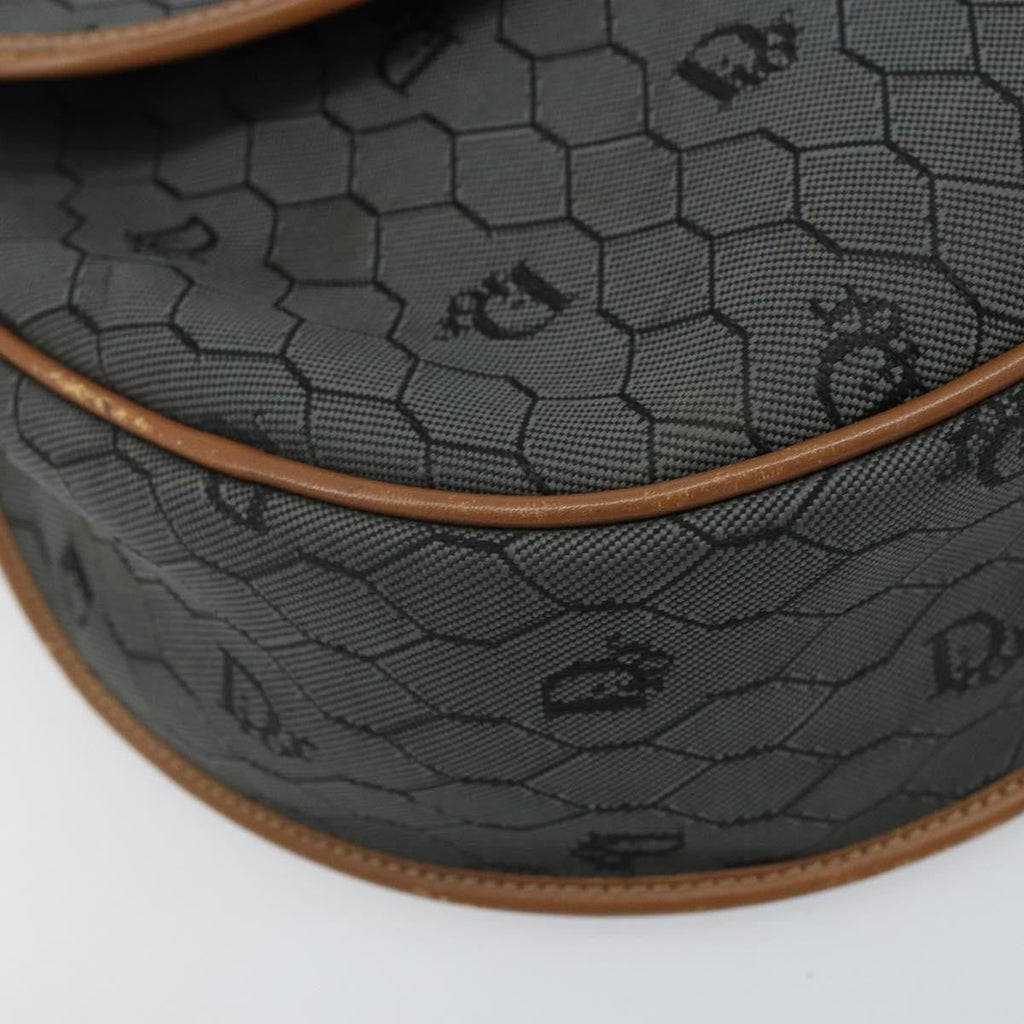 Christian Dior Vintage Honeycomb Flap Crossbody Bag Canvas And Leather Black Canvas Shoulder Bag Bag (Pre-Owned)