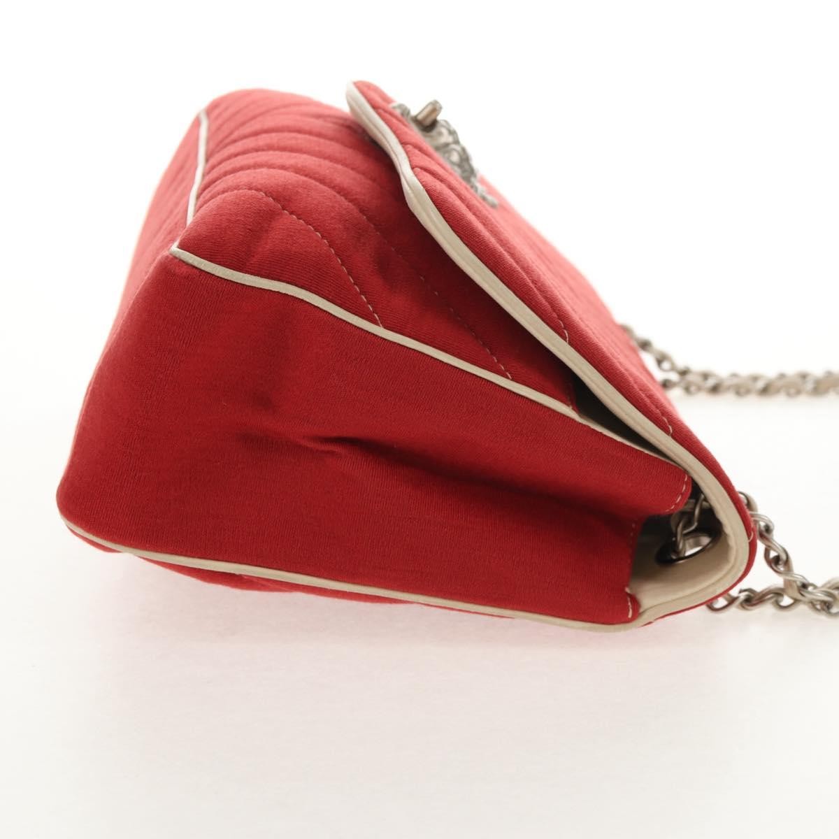 Chanel Leo Lion Flap Bag Chevron Jersey Red Cotton Shoulder Bag Bag