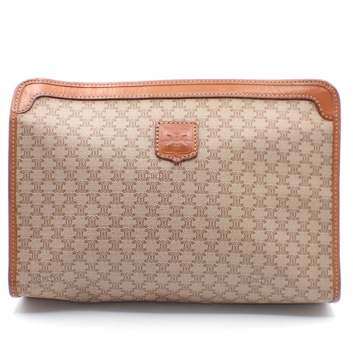 Celine Macadam Pochette Canvas And Leather Brown Canvas Clutche & Pouche Bag