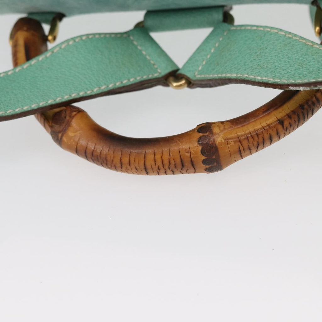 Gucci Vintage Bamboo Backpack Suede Green Suede Backpack Bag (Pre-Owned)