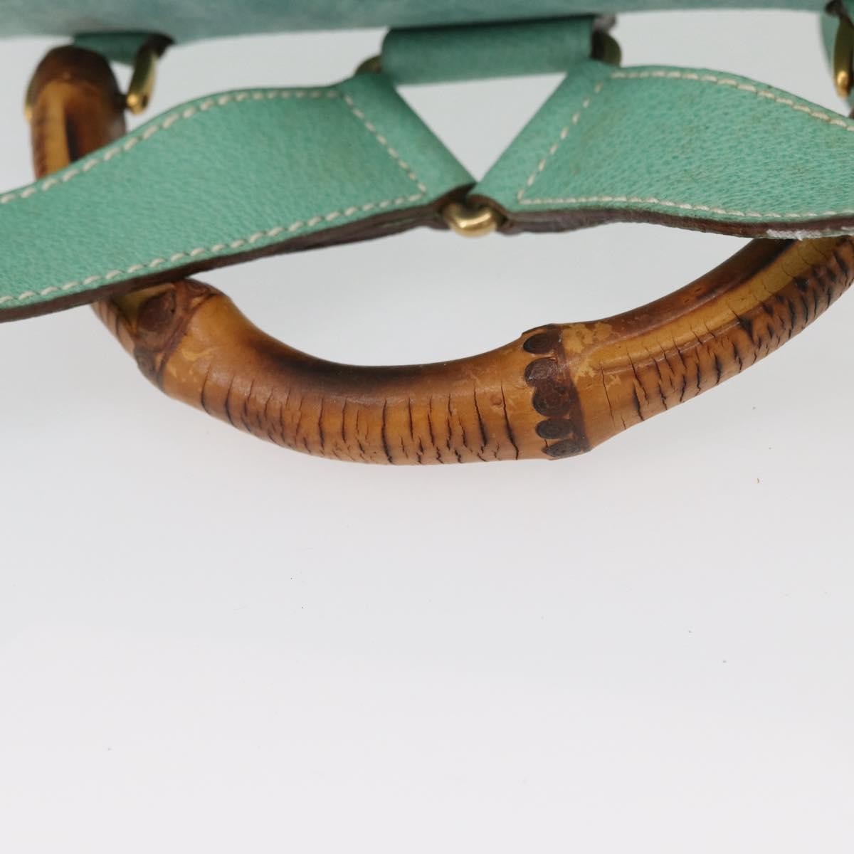 Gucci Vintage Bamboo Backpack Suede Green Suede Backpack Bag (Pre-Owned)