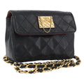 Chanel Vintage Square Cc Flap Bag Quilted Lambskin Black Leather Shoulder Bag Bag