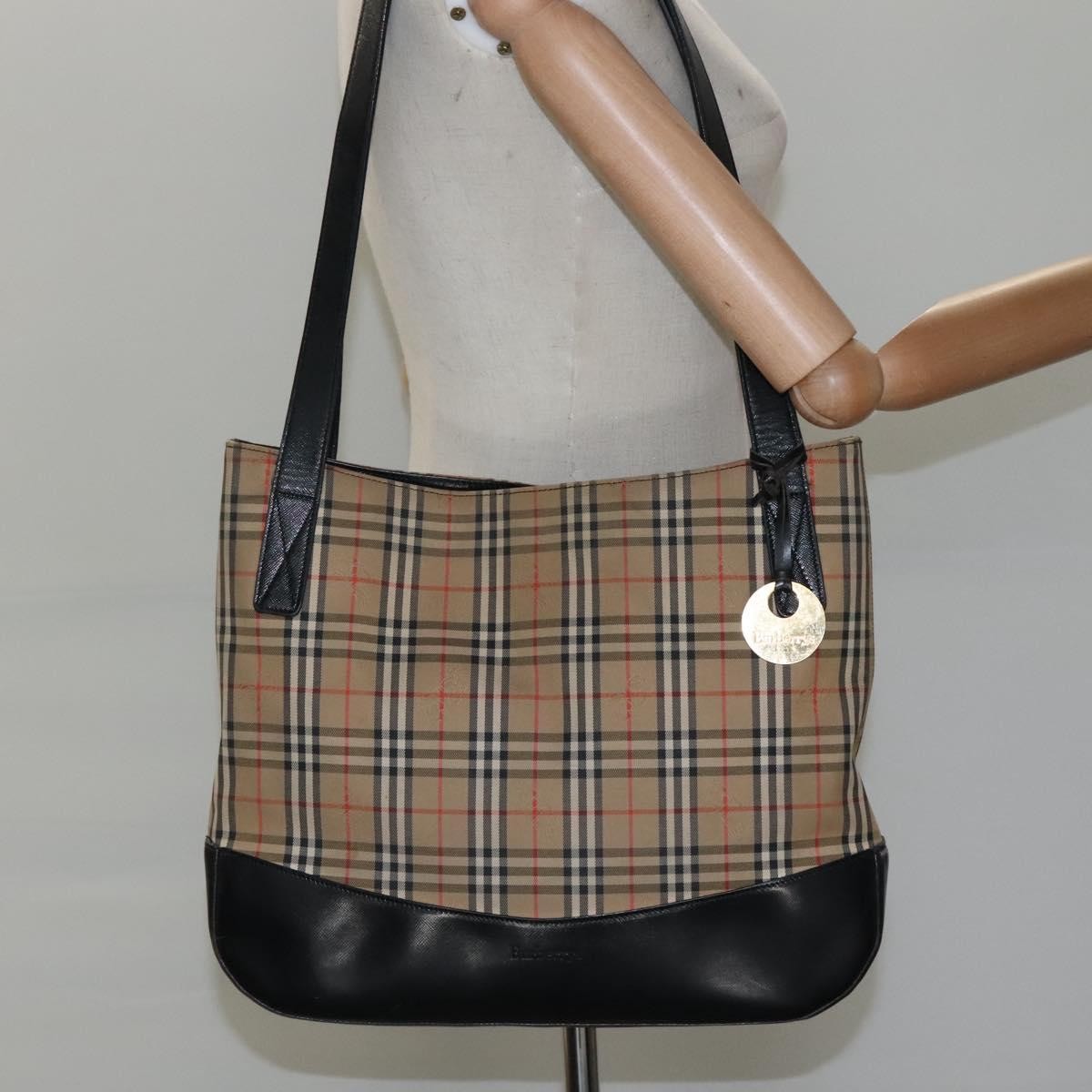 Burberry Nova Check Tote Canvas And Leather Beige Canvas Tote Bag