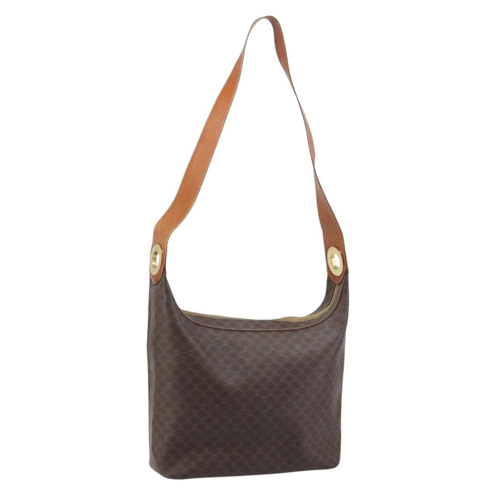 Celine Vintage Macadam Shoulder Bag Canvas And Leather Brown Canvas Shoulder Bag Bag