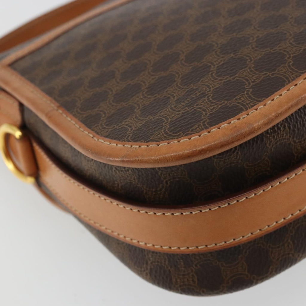 Celine Vintage Macadam Shoulder Bag Canvas And Leather Brown Canvas Shoulder Bag Bag