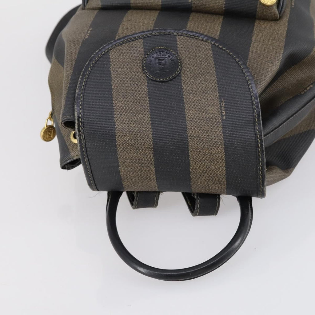 Fendi Pequin Front Pocket Backpack Coated Canvas Brown Pvc Backpack Bag