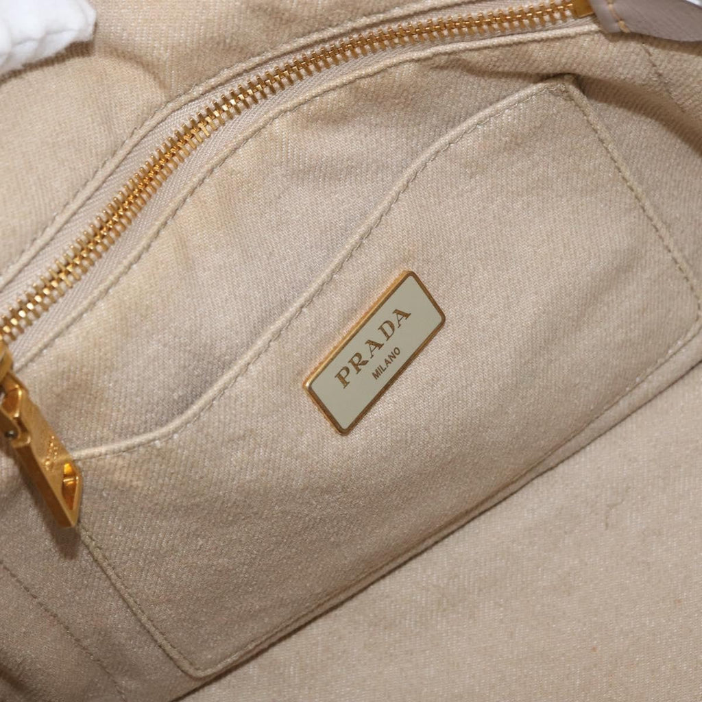 Prada Canapa Tote Canvas Beige Canvas Tote Bag Bag