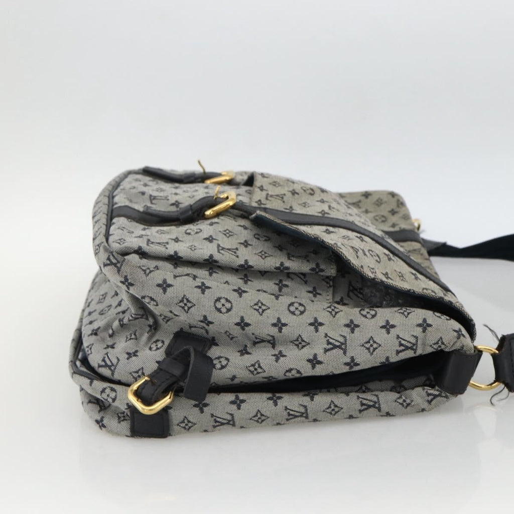 Louis Vuitton Sac Maman Handbag Mini Lin Blue Canvas Shoulder Bag
