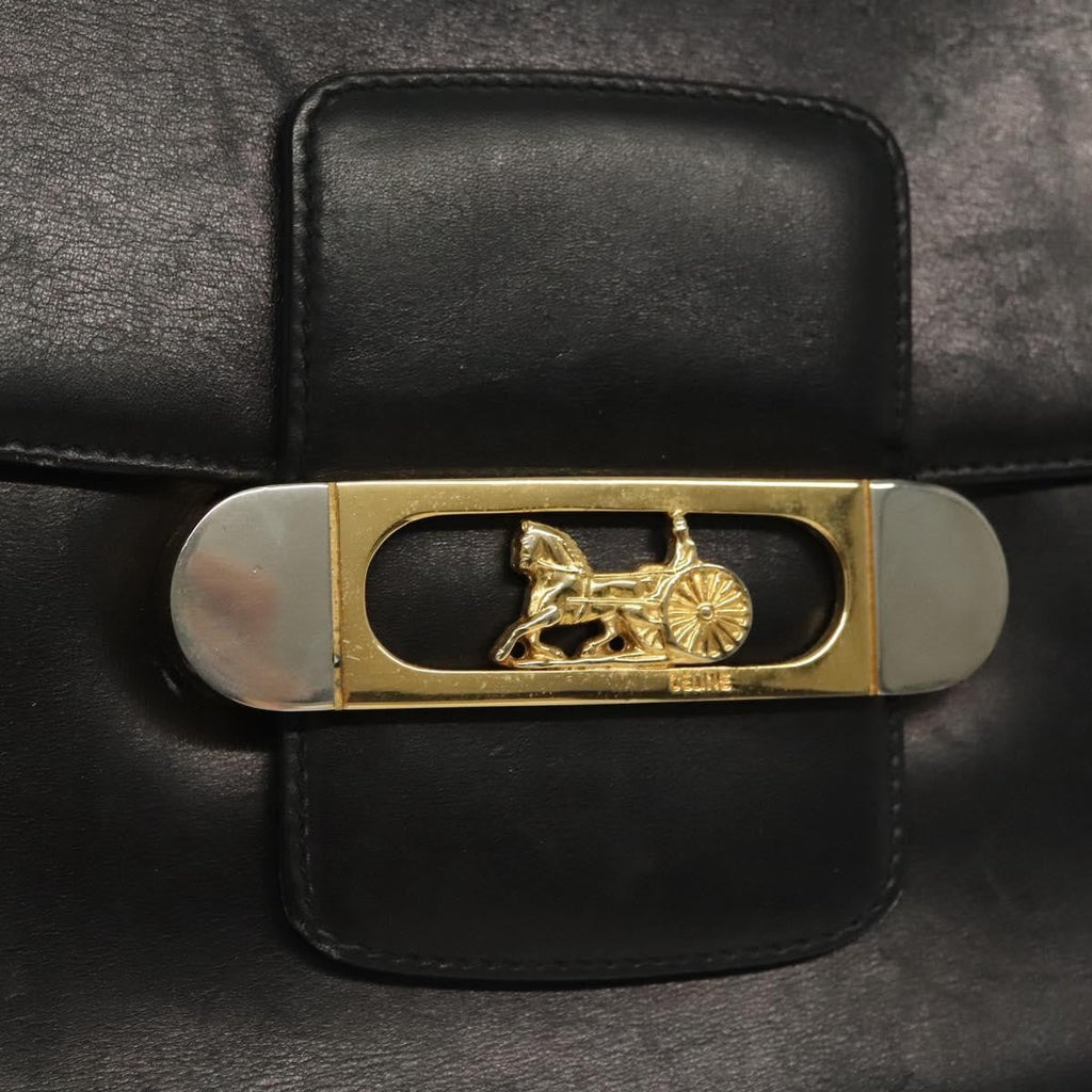 Celine Horse Carriage Shoulder Bag Leather Black Leather Bag