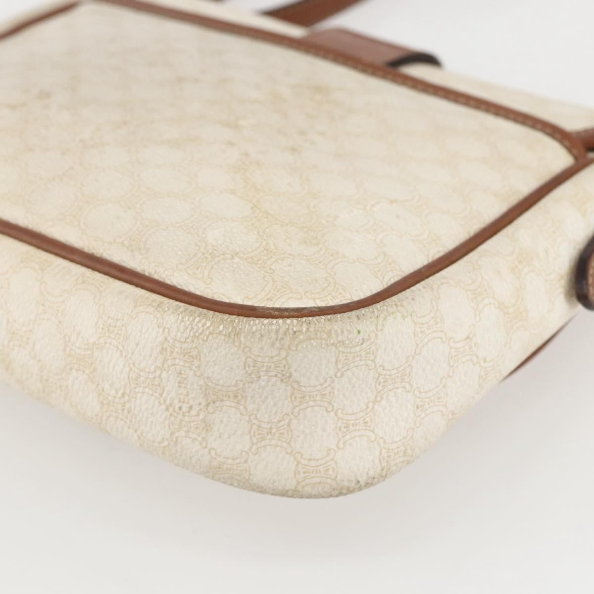 Celine Vintage Macadam Shoulder Bag Canvas And Leather White Canvas Shoulder Bag Bag