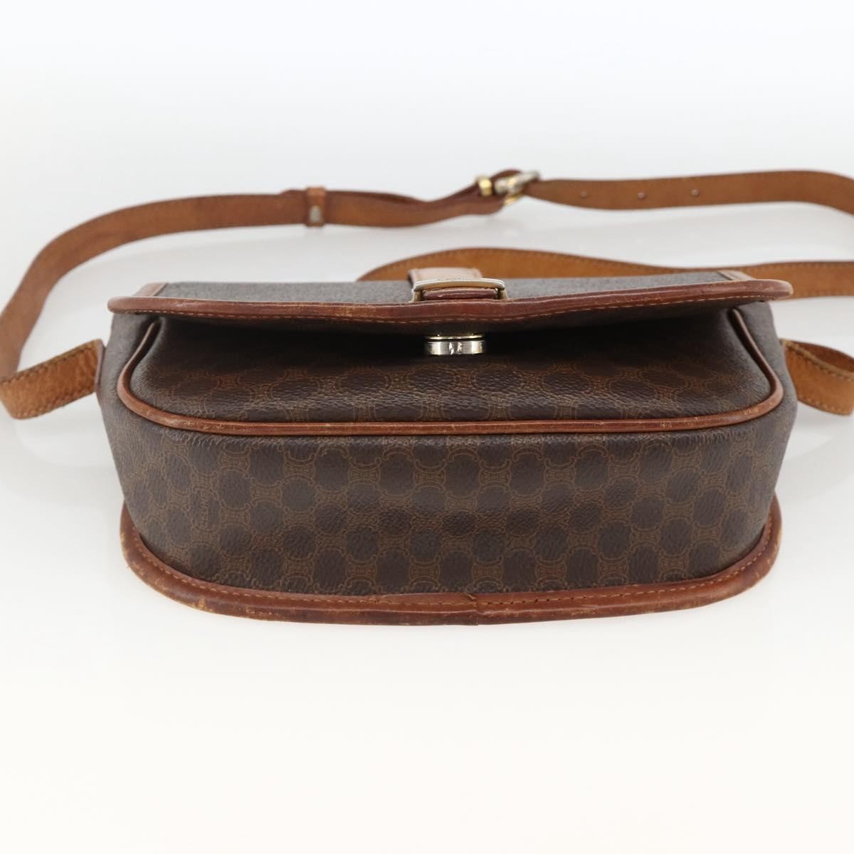 Celine Vintage Macadam Shoulder Bag Canvas And Leather Brown Canvas Shoulder Bag Bag