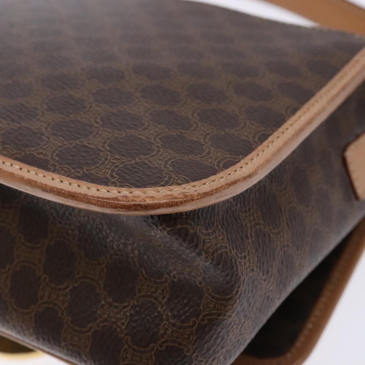 Celine Vintage Macadam Shoulder Bag Canvas Brown Canvas Bag