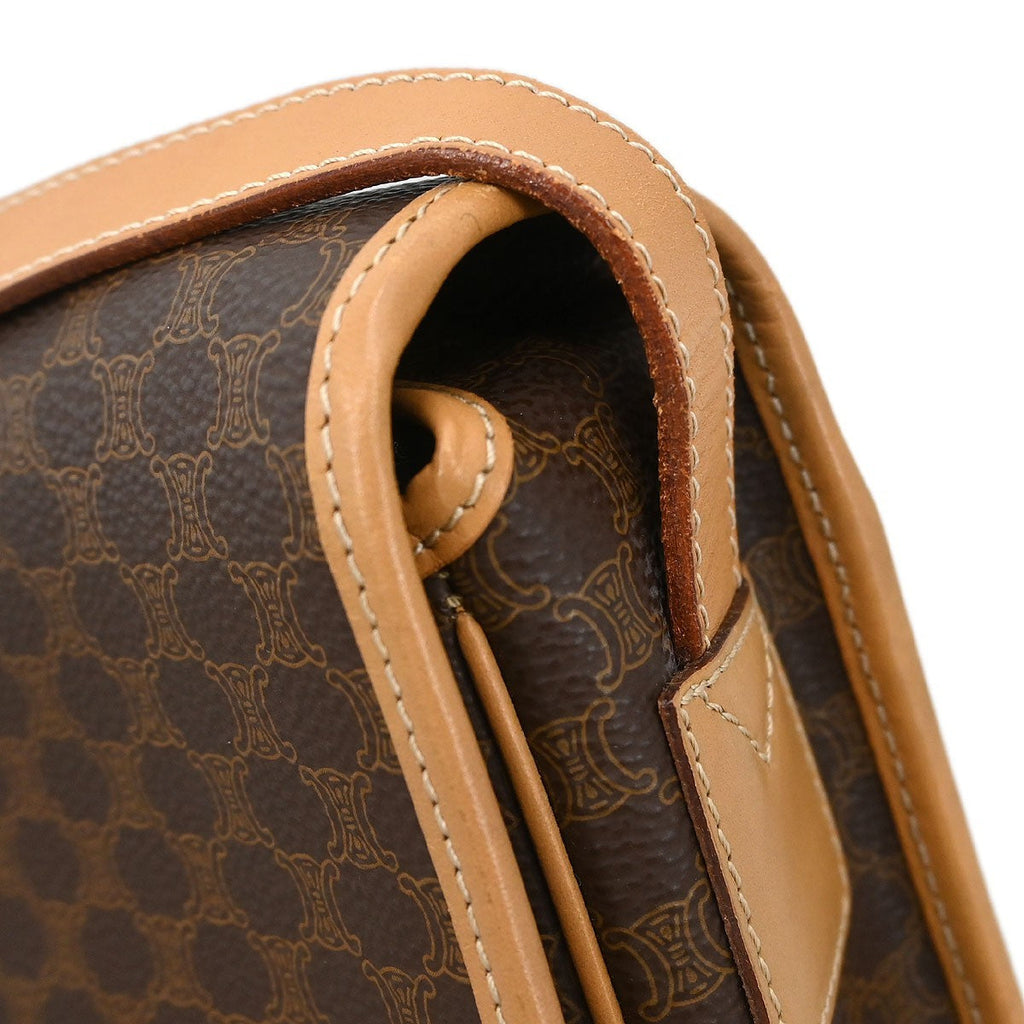 Celine Vintage Macadam Shoulder Bag Canvas And Leather Brown Canvas Shoulder Bag Bag