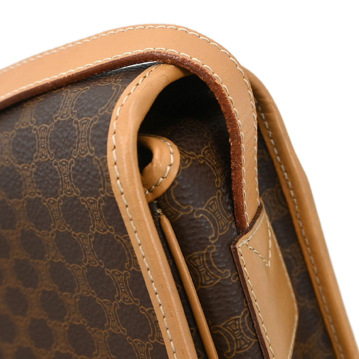 Celine Vintage Macadam Shoulder Bag Canvas And Leather Brown Canvas Shoulder Bag Bag