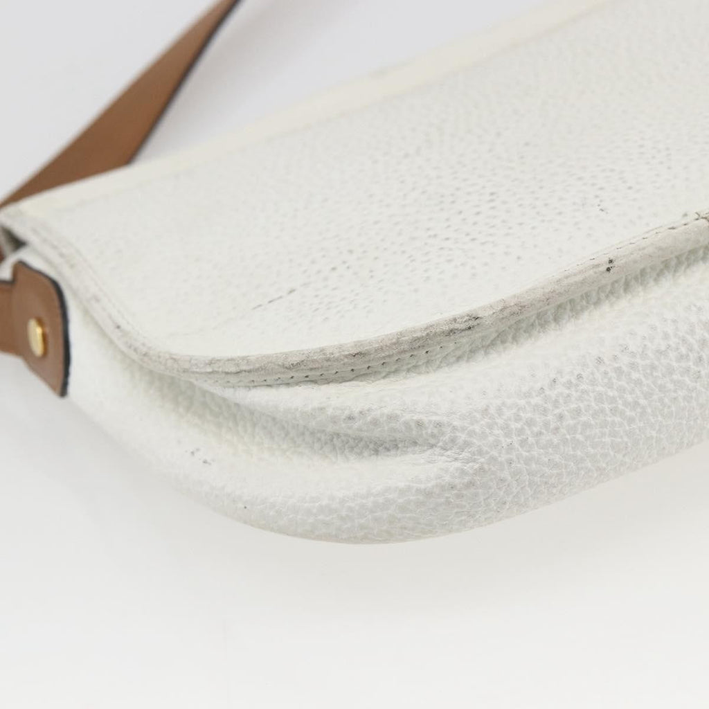 Christian Dior Vintage Shoulder Bag Leather White Leather Shoulder Bag Bag (Pre-Owned)