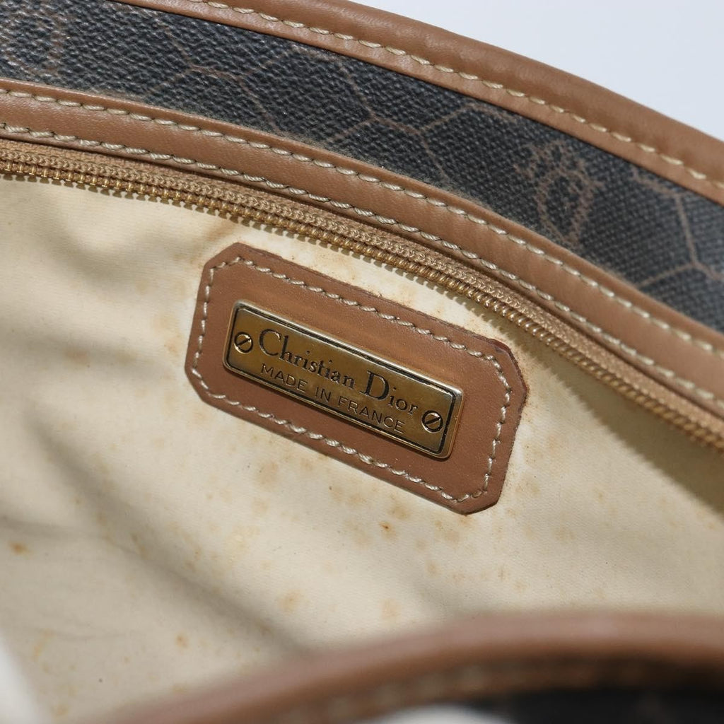 Christian Dior Vintage Honeycomb Zip Pouch Canvas And Leather Black Canvas Clutche & Pouche Bag (Pre-Owned)