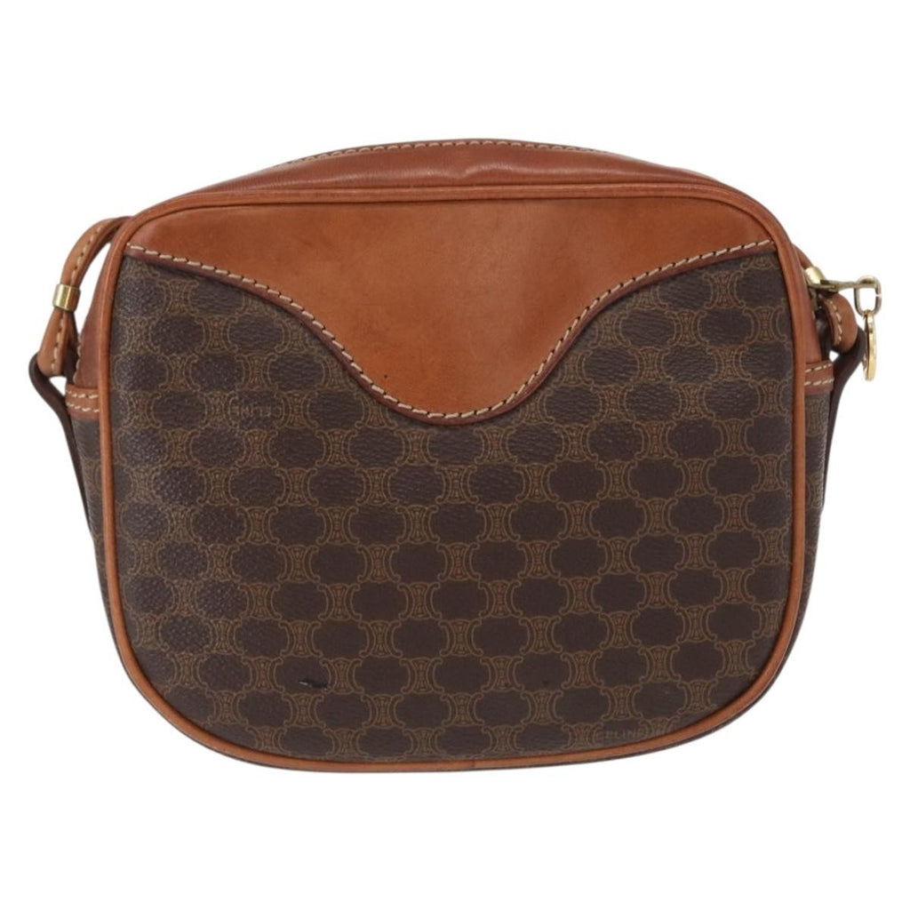 Celine Vintage Macadam Shoulder Bag Canvas And Leather Brown Canvas Shoulder Bag Bag