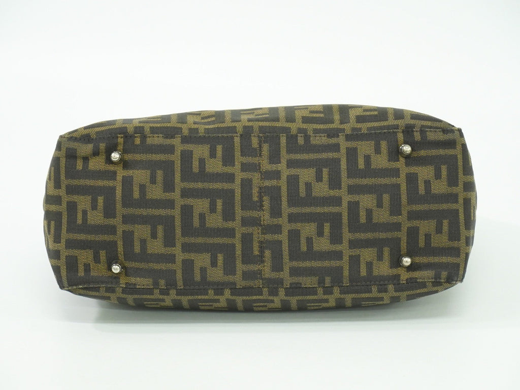 Fendi Zucca Tote Bag Ff Motif Brown Canvas Handbag