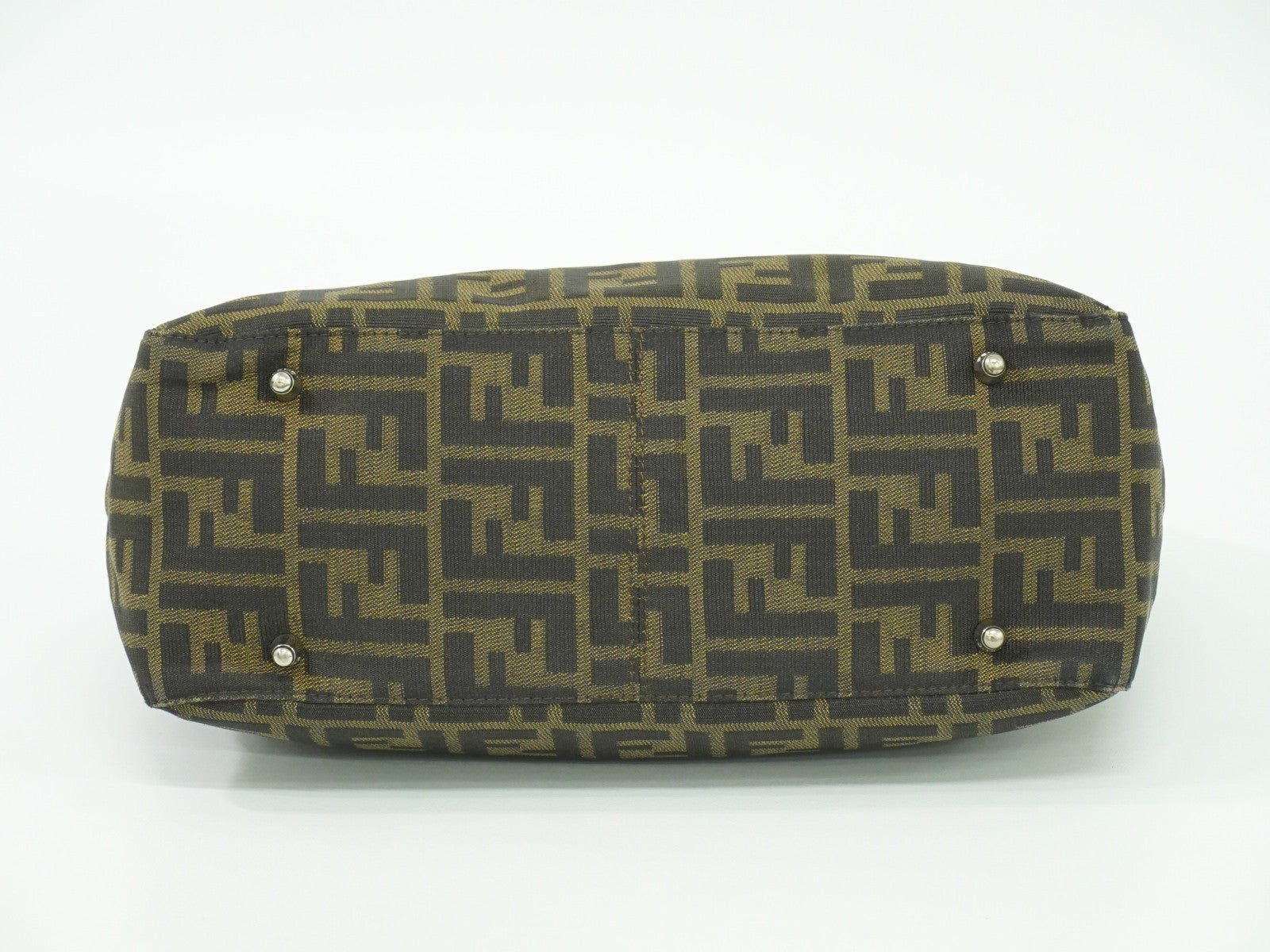 Fendi Zucca Tote Bag Ff Motif Brown Canvas Handbag