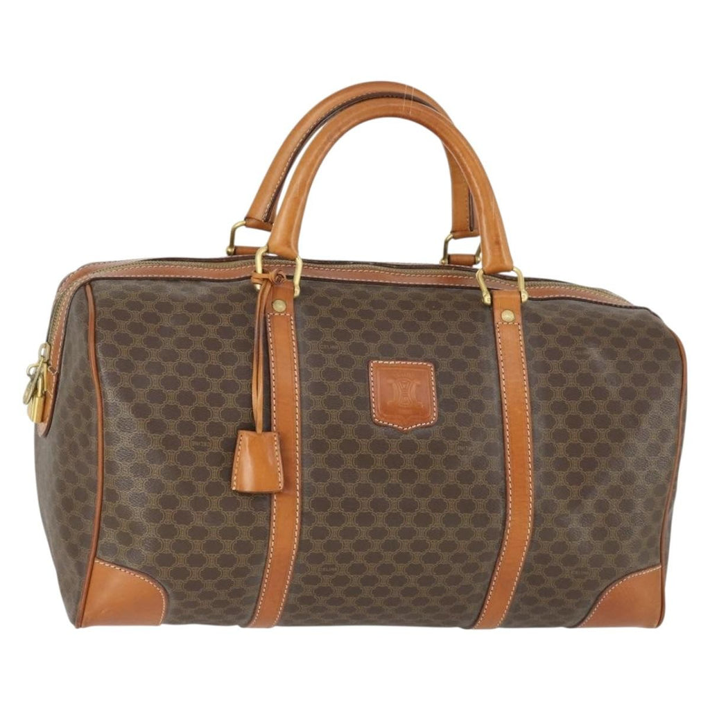 Celine Vintage Duffle Bag Canvas And Leather Brown Canvas Travel Bag Bag