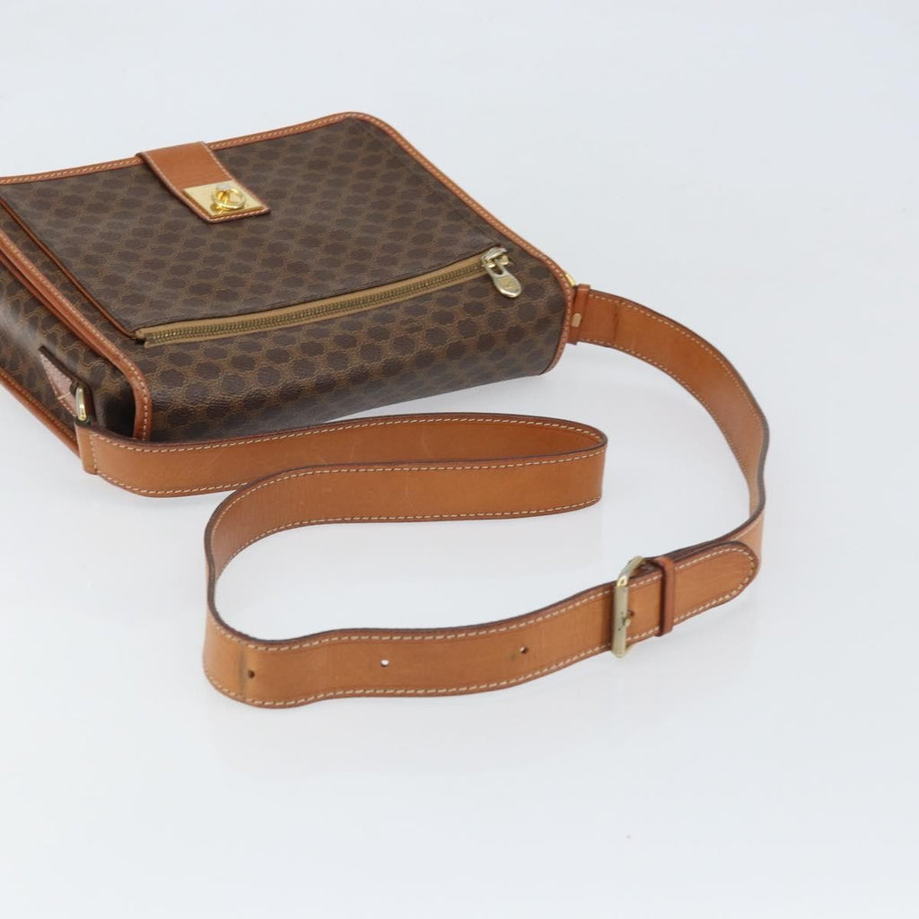 Celine Vintage Macadam Shoulder Bag Canvas And Leather Brown Canvas Shoulder Bag Bag