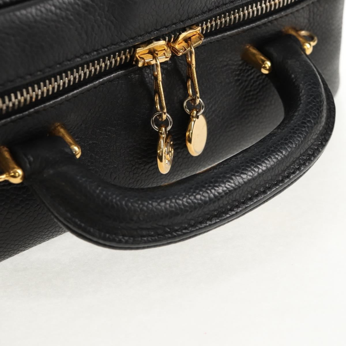 Chanel Vintage Timeless Zip Around Vanity Case Caviar Black Leather Clutche & Pouche Bag