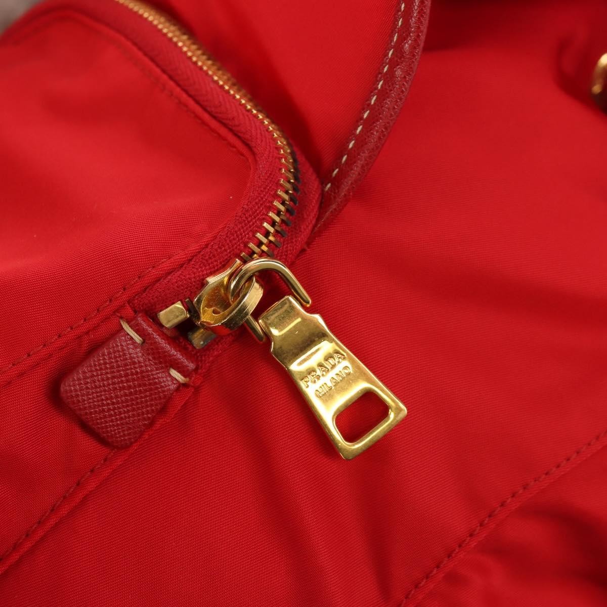 Prada Vela Double Front Pocket Backpack Tessuto With Saffiano Leather Red Nylon Backpack Bag