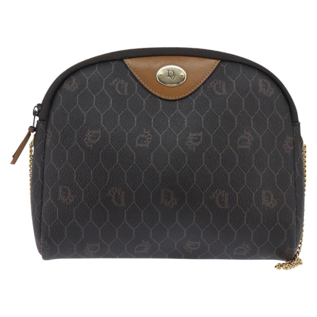 Christian Dior Vintage Honeycomb Chain Canvas Black Canvas Shoulder Bag Bag (Pre-Owned)