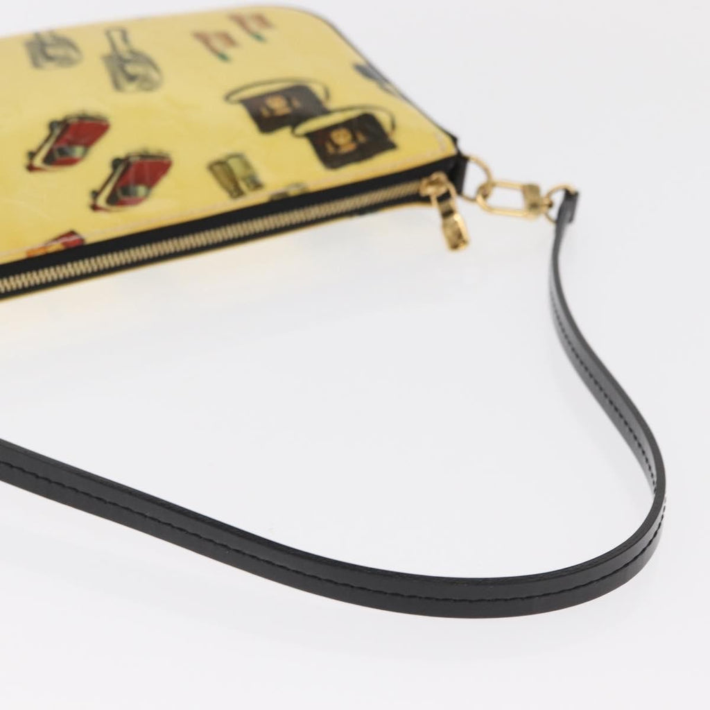 Louis Vuitton Pochette Accessoires Nm Limited Edition Stickers Monogram Vernis Yellow Patent_Leather Clutche & Pouche Bag