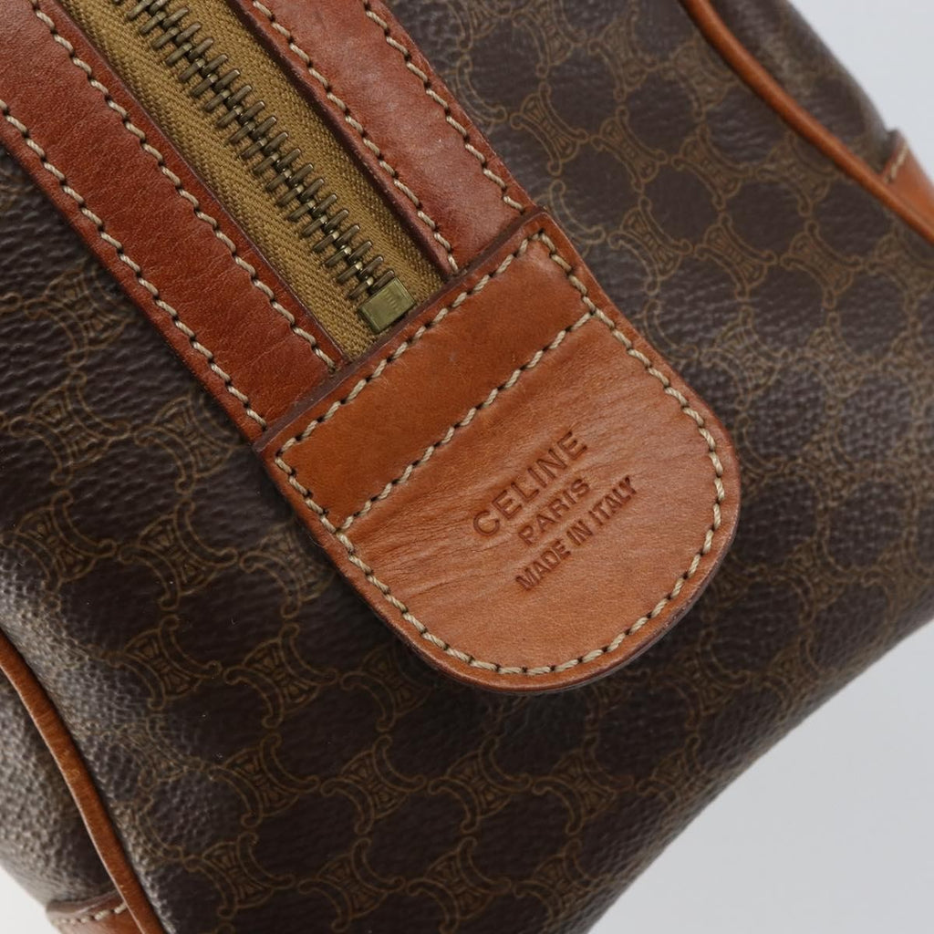 Celine Vintage Macadam Handbag Canvas And Leather Brown Canvas Handbag