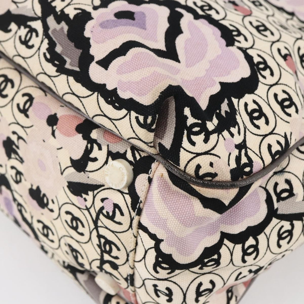 Chanel Vintage Floral Tote Canvas Beige Canvas Tote Bag Bag