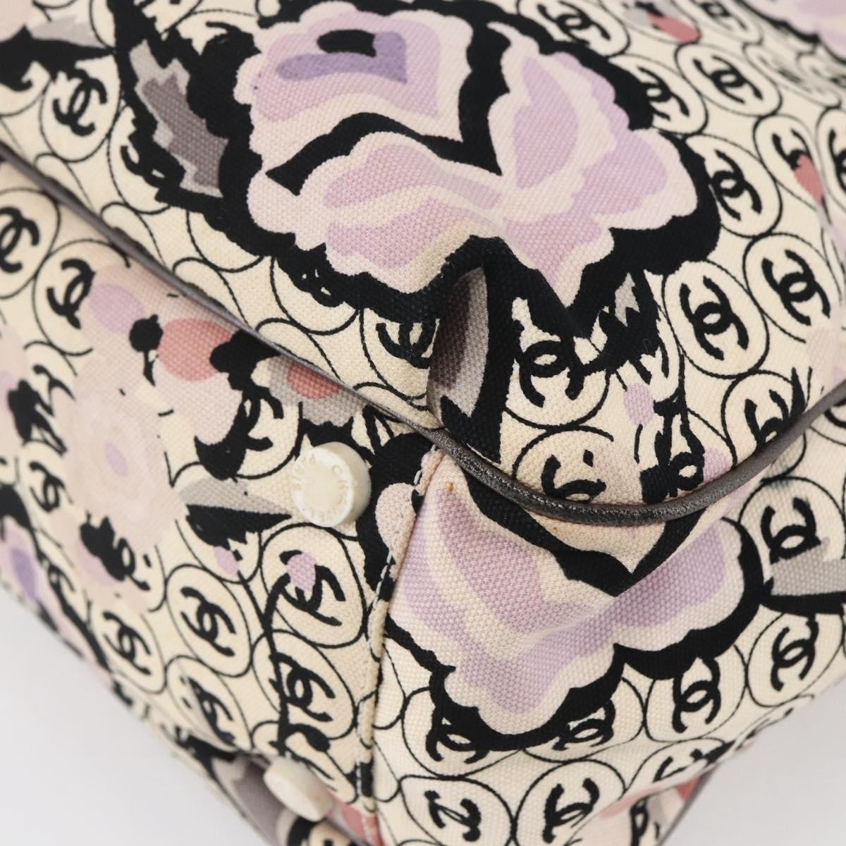 Chanel Vintage Floral Tote Canvas Beige Canvas Tote Bag Bag