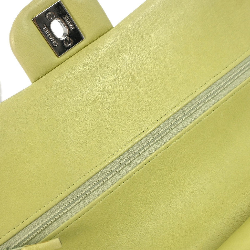 Chanel Timeless - Classic Double Flap Bag Quilted Lambskin Green Leather Shoulder Bag Bag