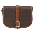 Celine Vintage Macadam Shoulder Bag Canvas And Leather Brown Canvas Shoulder Bag Bag