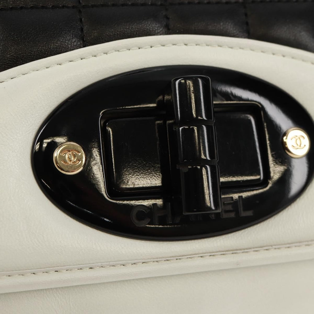 Chanel Chocolate Bar Mademoiselle Shoulder Bag Quilted Lambskin Black Leather Shoulder Bag Bag