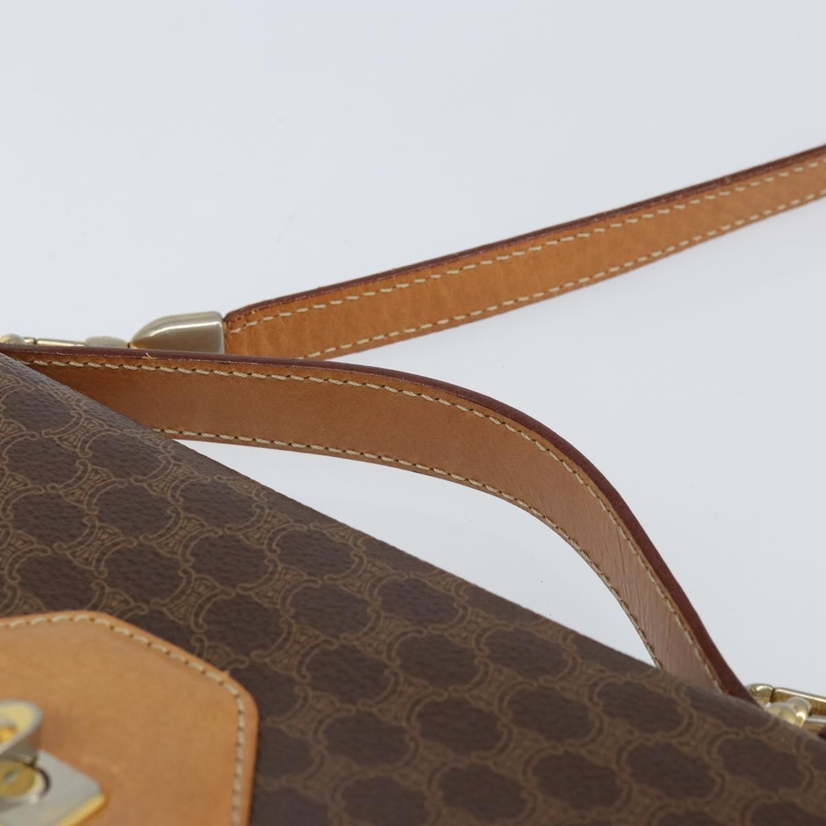 Celine Vintage Macadam Shoulder Bag Canvas And Leather Brown Canvas Shoulder Bag Bag