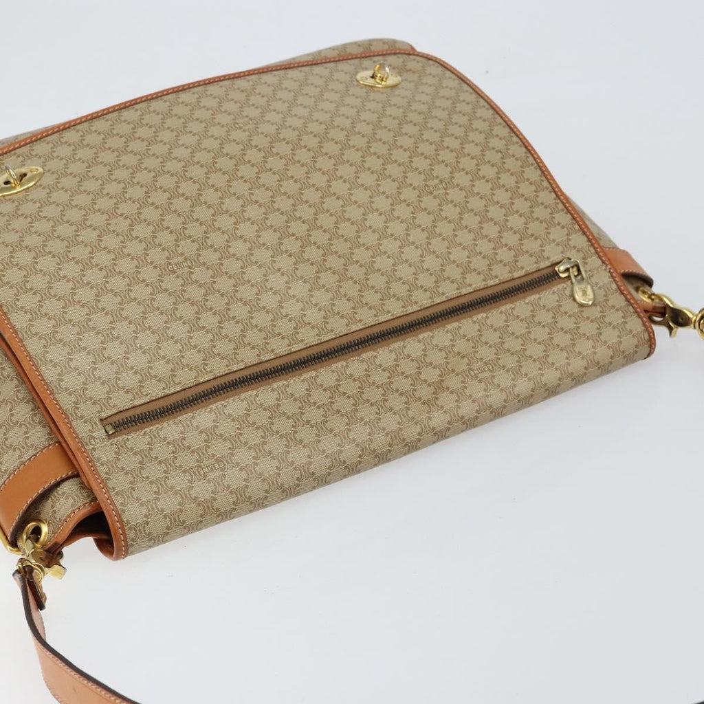 Celine Macadam Shoulder Bag Pvc Leather Beige Canvas Bag