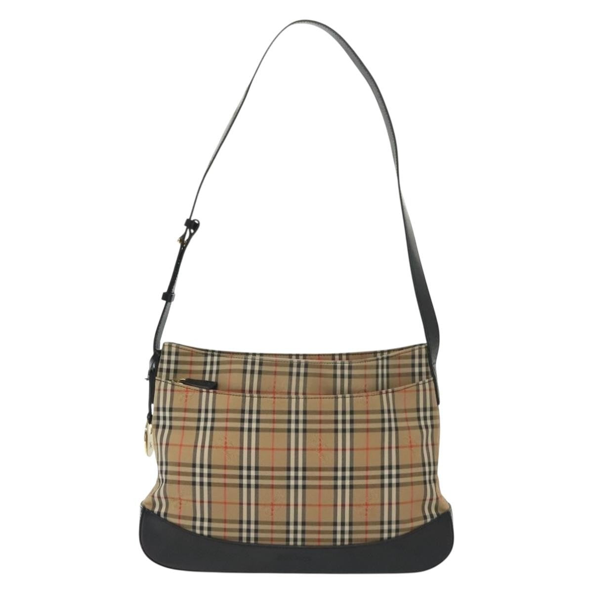 Burberry Shoulder Bag Nova Check Canvas Beige Canvas Bag
