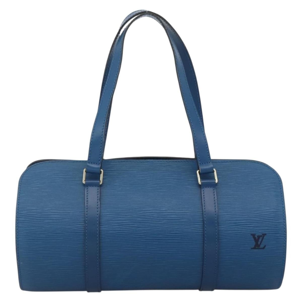 Louis Vuitton Soufflot Handbag Epi Leather Blue Leather Handbag