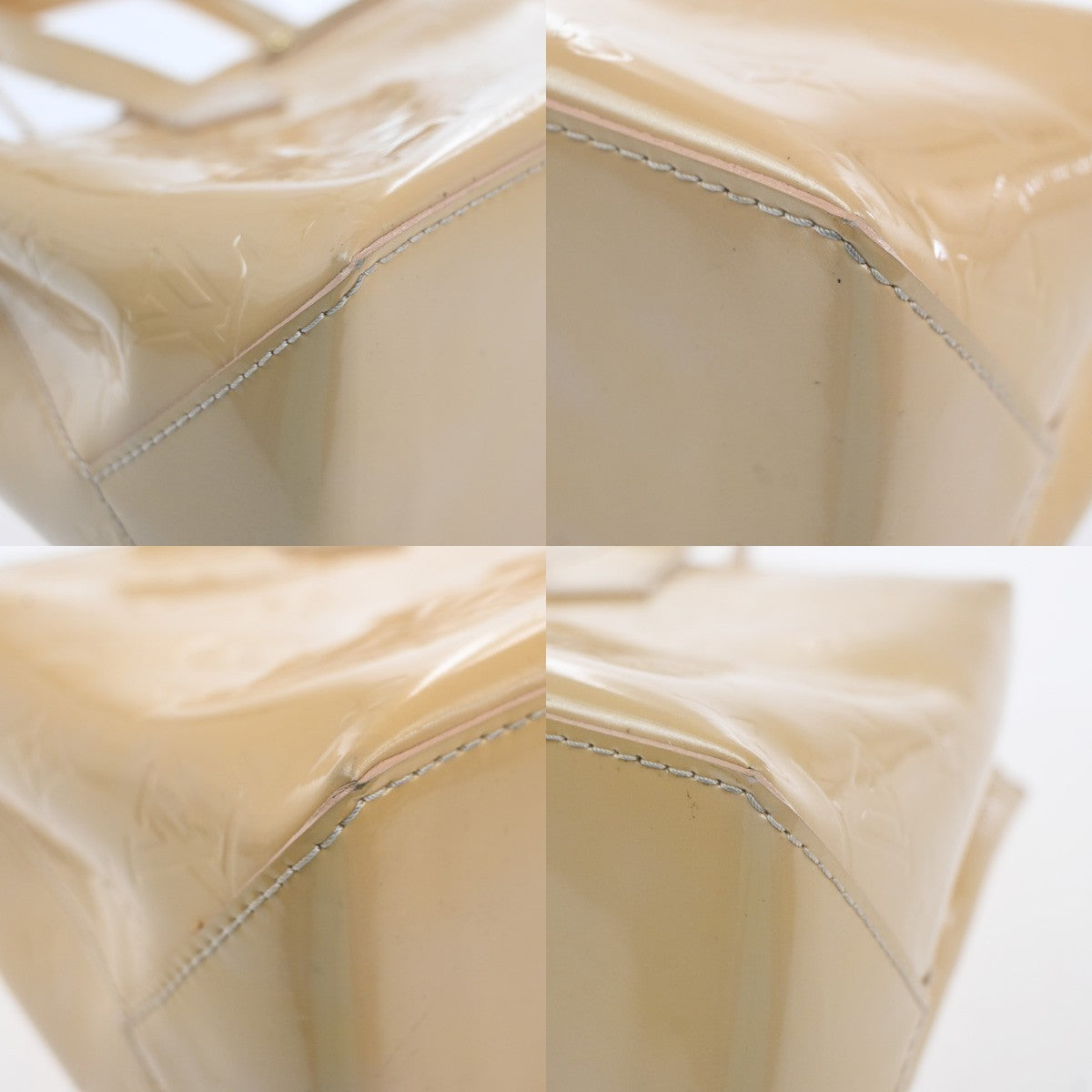 Louis Vuitton Wilshire Handbag Monogram Vernis Beige Patent_Leather Handbag