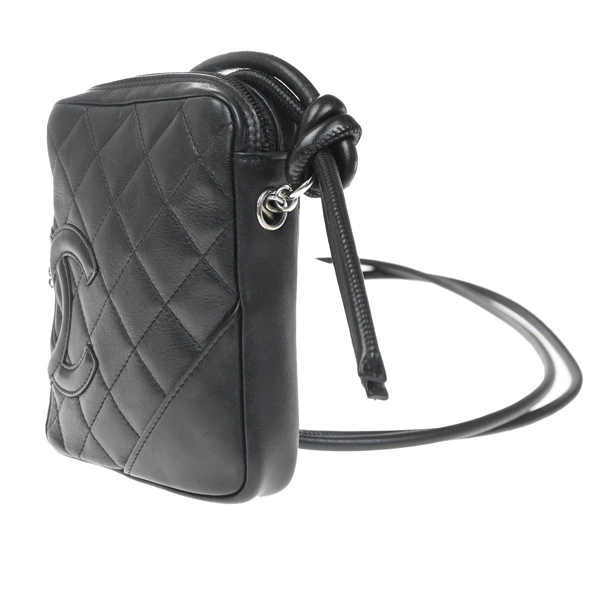 Chanel Cambon Pochette Quilted Leather Black Leather Shoulder Bag Bag