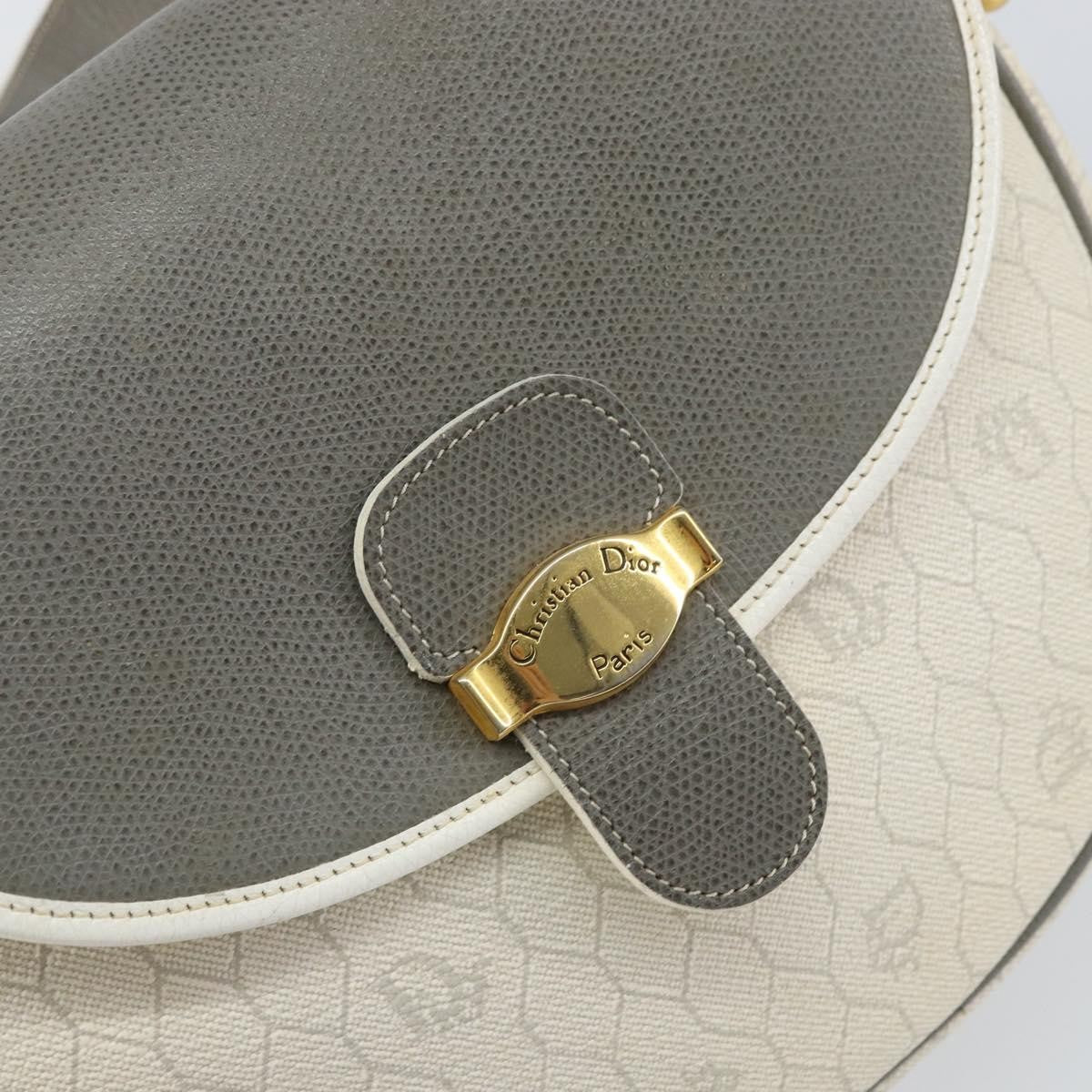 Christian Dior Vintage Honeycomb Flap Crossbody Bag Canvas And Leather White Canvas Shoulder Bag Bag (Pre-Owned)