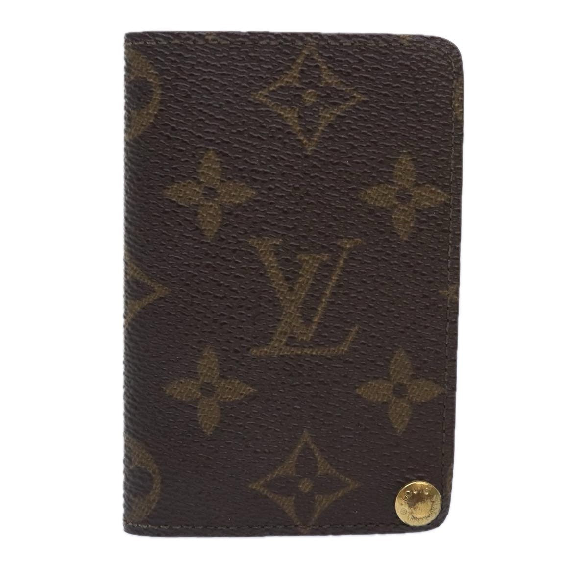 Louis Vuitton Porte Cartes Pression Card Case Monogram Canvas Brown Canvas Card Holders Accessory